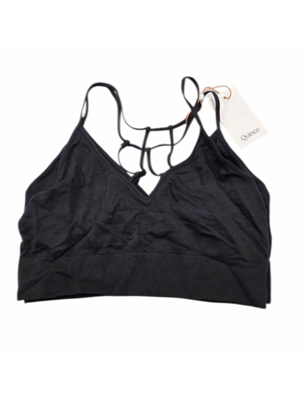 NWT QUINCE Pack Of 2 Comfort Rib T Back Bralette L/XL Black 0332